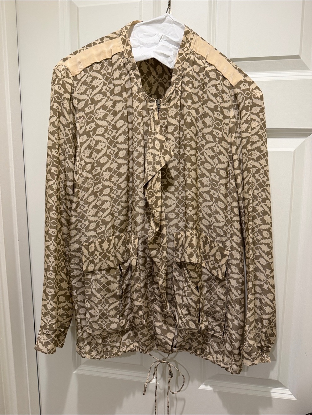 Benares Printed Zip Front Lightweight Jacket Size Small